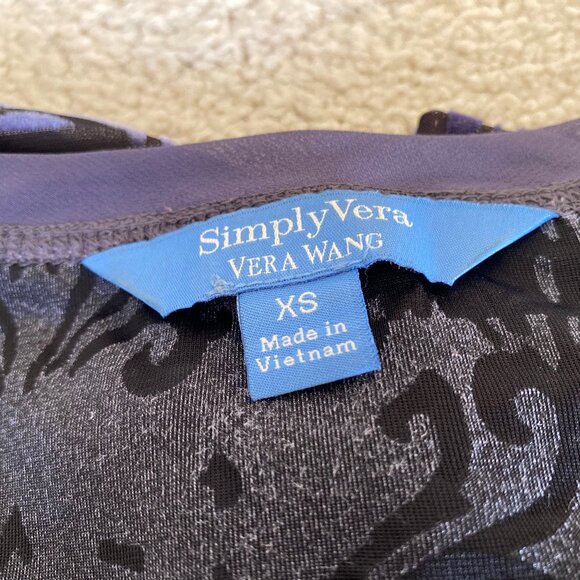 SIMPLY VERA Wang plum purple burnt velvet chiffon tunic, sz XS - Picture 5 of 6